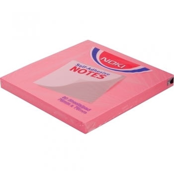 Notite adezive, Noki, 76 x 76 mm, roz, 100 file/set