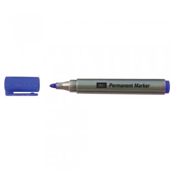 Marker permanent RTC, corp plastic, varf rotund, 2-3 mm, albastru, 12 bucati/cutie