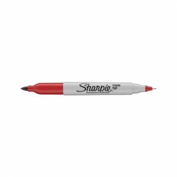 Marker permanent Papermate Sharpie cu doua capete, 0.5 mm si 1 mm, rosu