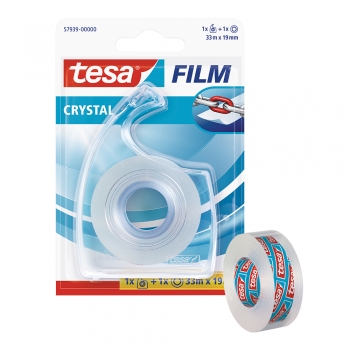 Banda adeziva cu dispenser, Tesa, Film Crystal, 33 m x 19 mm