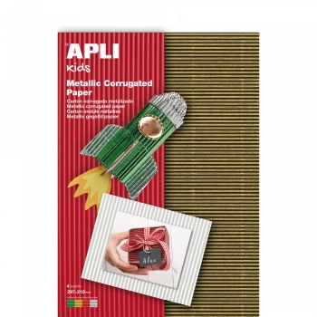 Carton ondulat APLI, A4, culori asortate metalice, 10 coli/set