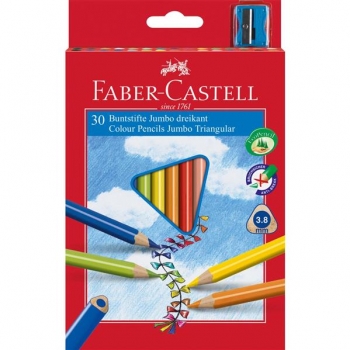 Creioane Colorate Jumbo + Ascutitoare Faber-Castell