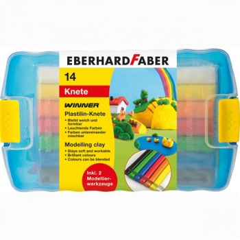 Plastilina 10 culori cutie plastic Eberhard Faber
