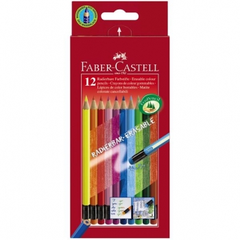 Creioane Colorate 12 Culori Cu Guma Eco Faber-Castell