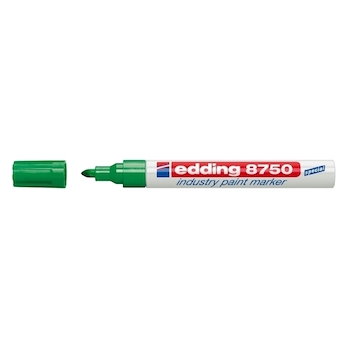 Marker permanent Edding 8750, cu vopsea, corp aluminiu, varf rotund, 2-4 mm, verde