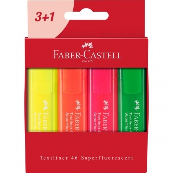 Textmarker Set 4 Carton Superfluorescent 1546 Faber-Castell