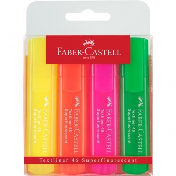 Textmarker Set 4 Culori Superfluorescent 1546 Faber-Castell